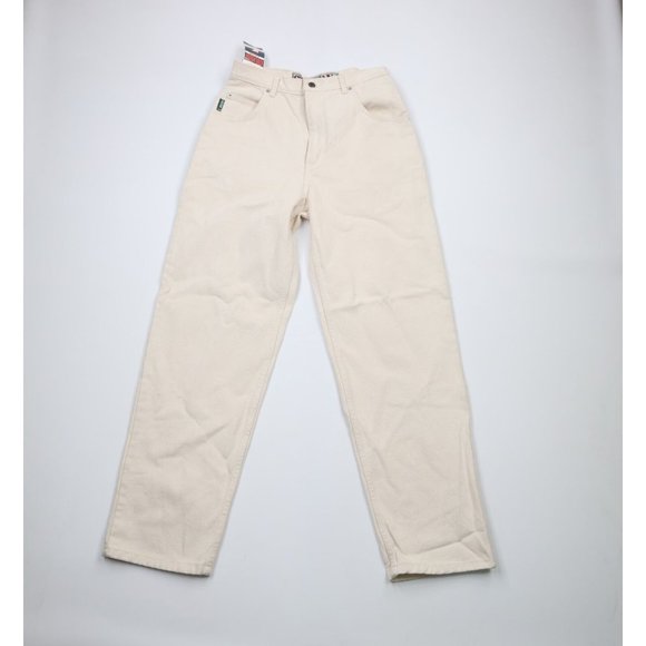 NOS Vtg 90s Streetwear Mens 30x32 Relaxed Loose Fit Wide Leg Denim Jeans Cream
